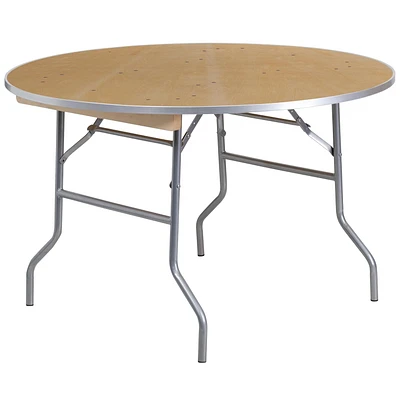 48'' Round HEAVY DUTY Birchwood Folding Banquet Table with METAL Edges