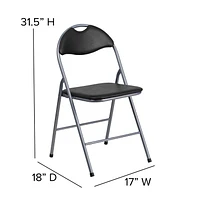 HERCULES Series Black Vinyl Metal Folding Chair with Carrying Handle