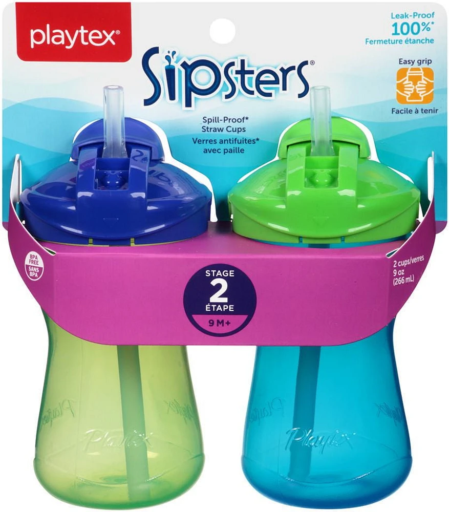 Playtex Baby Sipsters Spill-Proof Straw Sippy Cups, Pack of 2