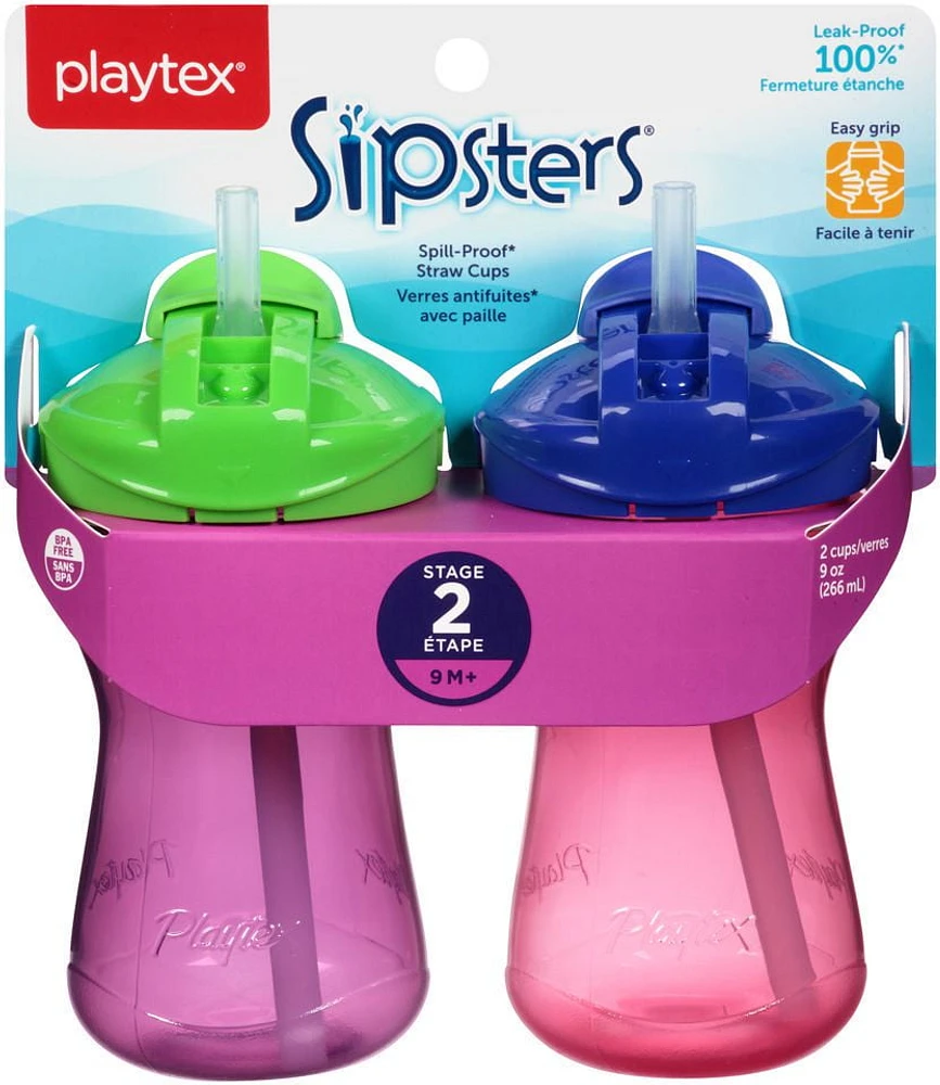 Playtex Baby Sipsters Spill-Proof Straw Sippy Cups, Pack of 2