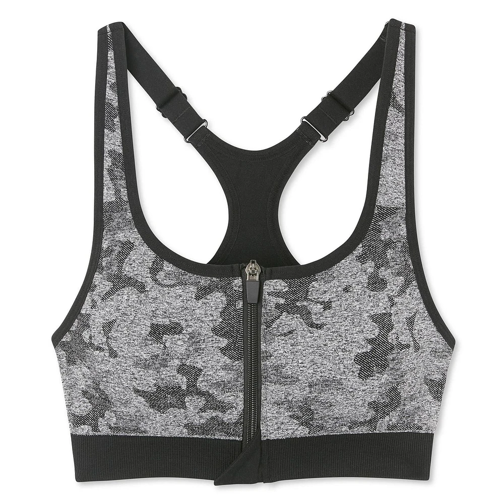 Athletic Works Women's Seamless Zip-Front Sports Bra