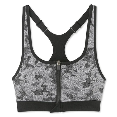 Athletic Works Women's Seamless Zip-Front Sports Bra