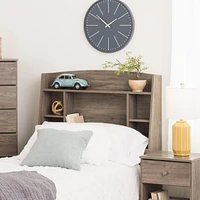 Prepac Astrid Twin Bookcase Headboard, Drifted Gray