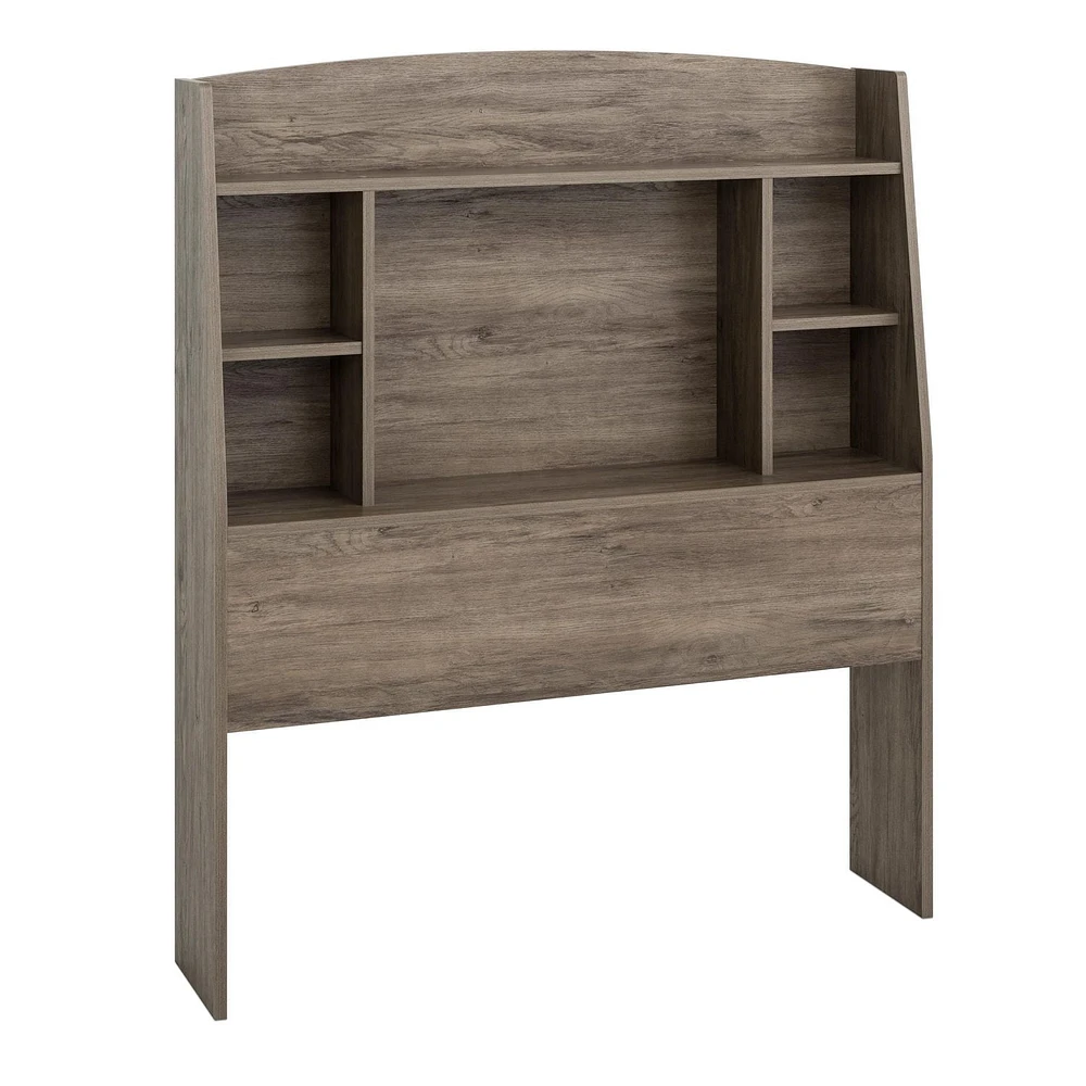 Prepac Astrid Twin Bookcase Headboard, Drifted Gray