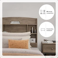 Prepac Astrid Twin Bookcase Headboard, Drifted Gray