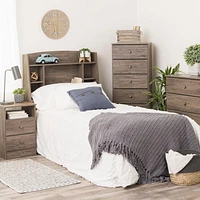 Prepac Astrid Twin Bookcase Headboard, Drifted Gray