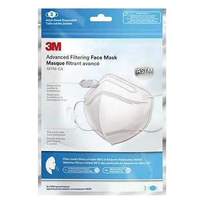 3M™ Advanced Filtering Face Mask AFFM-3-DC-CA, One Size, 3/Pack, AFFM-3-DC-CA