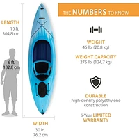 LIFETIME Cruze 120" Sit-In Kayak with Paddle, Turquoise