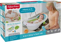 Fisher-Price 4-in-1 Sling ‘n Seat Tub Baby to Toddler Bath with 2 Toys, Pacific Pebble