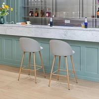 Homy Casa Contemporary Set of 2 Swivel UpholsteryCounter Height Bar Stool Oak Finished Metal Legs