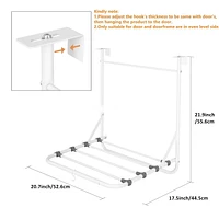 Mainstays Over-the-Door Foldable Drying Rack, 5 rust-resistant metal rods for drying, white powder coating, Product assemble size: 20.7 in.Wx17.5 in.Dx21.9 in.H