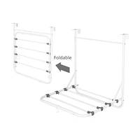 Mainstays Over-the-Door Foldable Drying Rack, 5 rust-resistant metal rods for drying, white powder coating, Product assemble size: 20.7 in.Wx17.5 in.Dx21.9 in.H