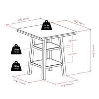 Winsome Orlando 3 Piece Set High Table, 2 Shelves with 2 Saddle Seat Stools