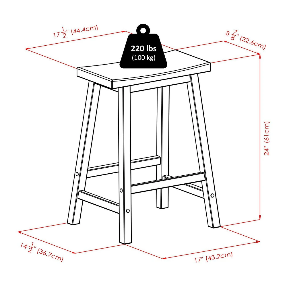 Winsome Orlando 3 Piece Set High Table, 2 Shelves with 2 Saddle Seat Stools