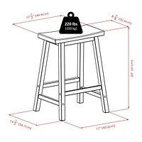 Winsome Orlando 3 Piece Set High Table, 2 Shelves with 2 Saddle Seat Stools