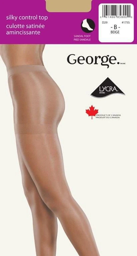 Bas-culotte avec culotte satinée amincissante et pied sandale George pour femmes Tailles B-D