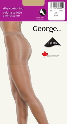George Women's Silky Control Top Sandalfoot Pantyhose