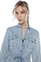 Jeaniologie ™  Button Front Dress - Light Blue Bleach, Size S-XXL
