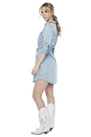 Jeaniologie ™  Button Front Dress - Light Blue Bleach, Size S-XXL