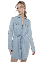 Jeaniologie ™  Button Front Dress - Light Blue Bleach, Size S-XXL