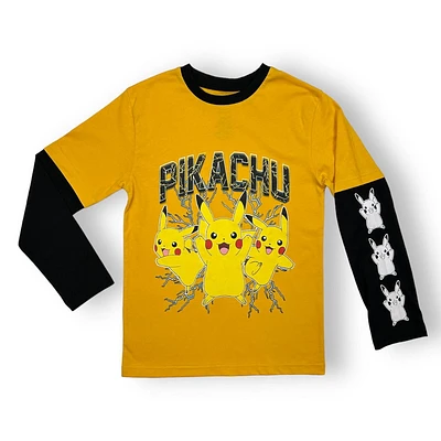 Pokemon T-shirt à manches longues imprimé trompeur graphique pour garçon