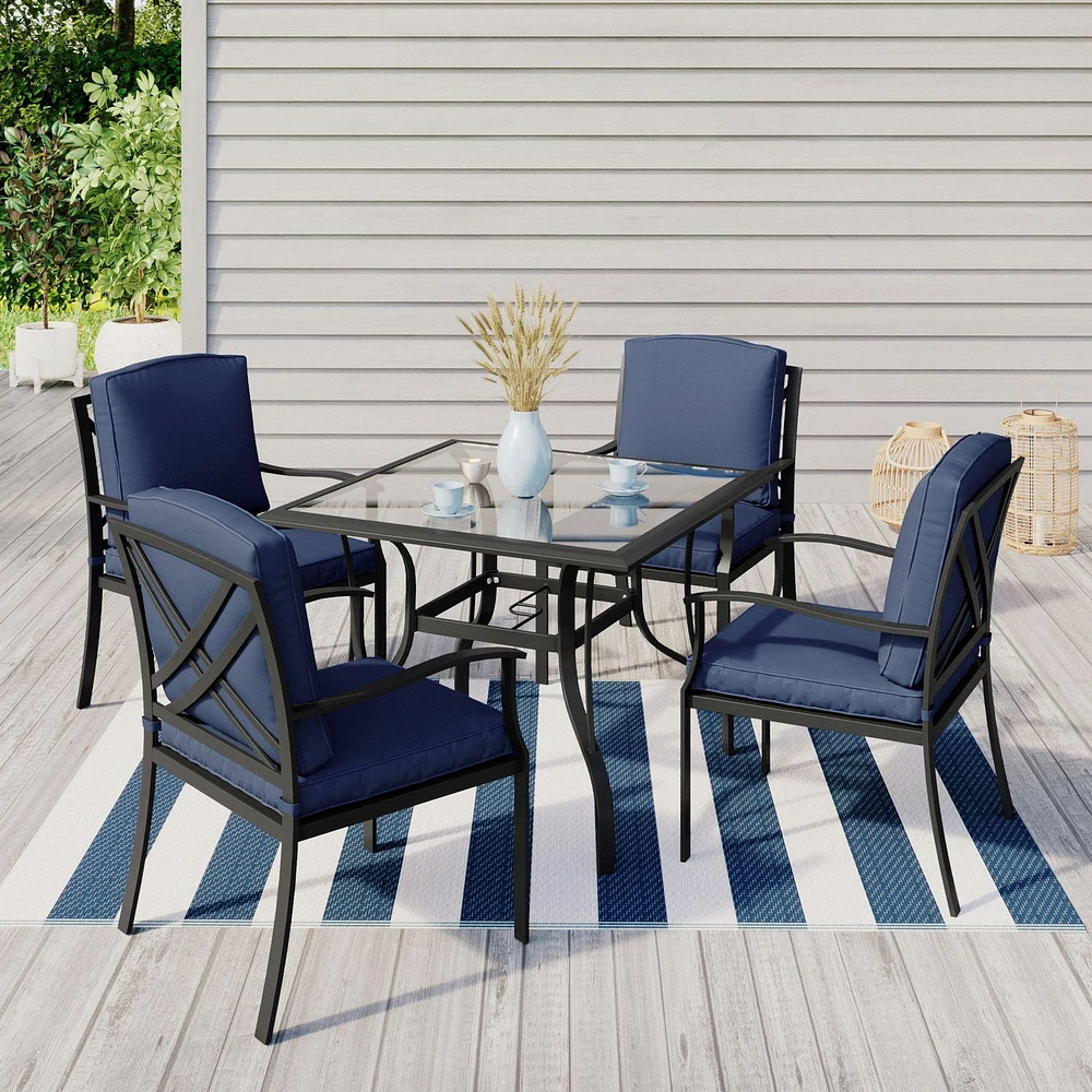 Ensemble table et chaises 5 pièces pour patio Montclair Mainstays Plateau en verre trempé