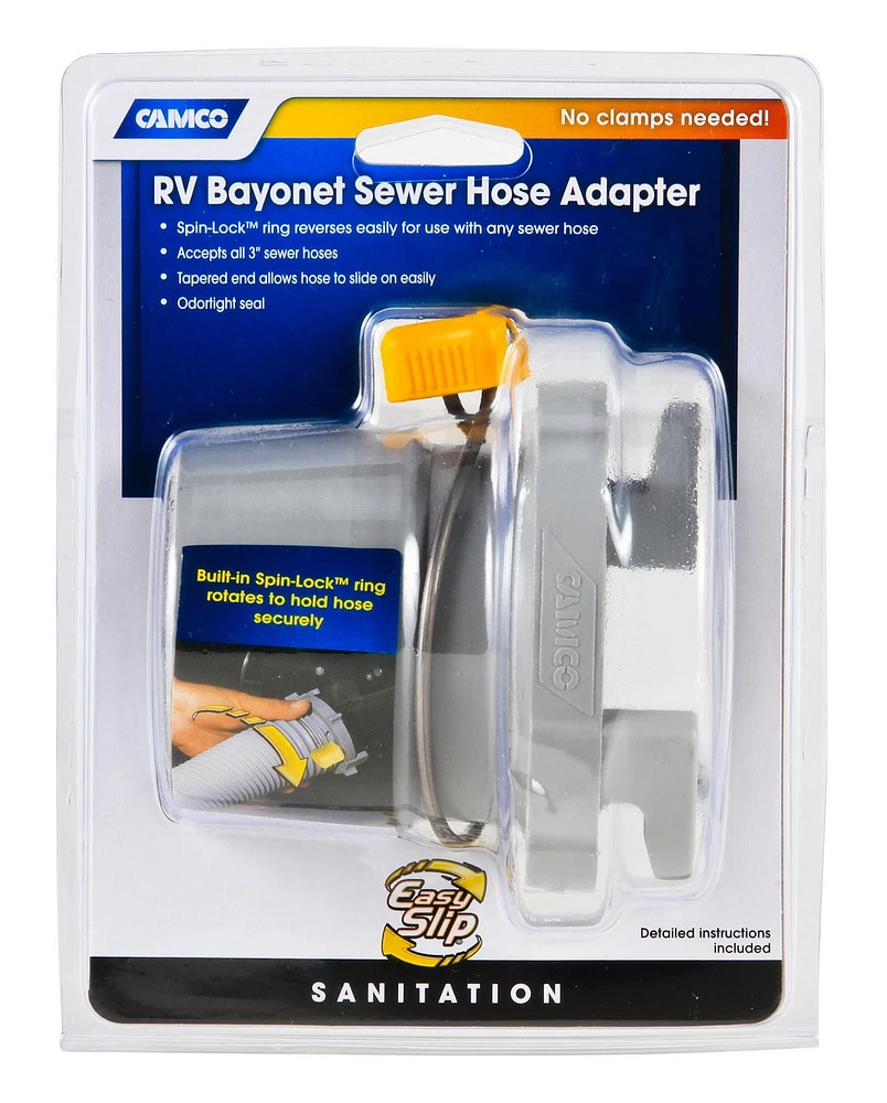 Camco 39173 RV Bayonet Sewer Hose Adapter, Odortight seal