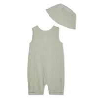 George Baby Boys' Crinkle Romper 2-Piece Set