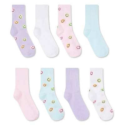 George Girls' Mid-Crew Socks 8-Pack, Sizes 11/2-3/6