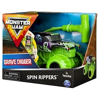 Monster Jam, Official Grave Digger Spin Rippers Monster Truck, 1:43 Scale Ripcord Vehicle