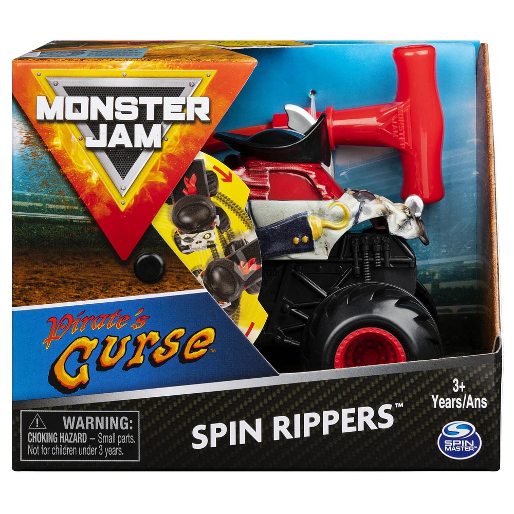 Monster Jam, Official Pirate’s Curse Spin Rippers Monster Truck, 1:43 Scale Ripcord Vehicle