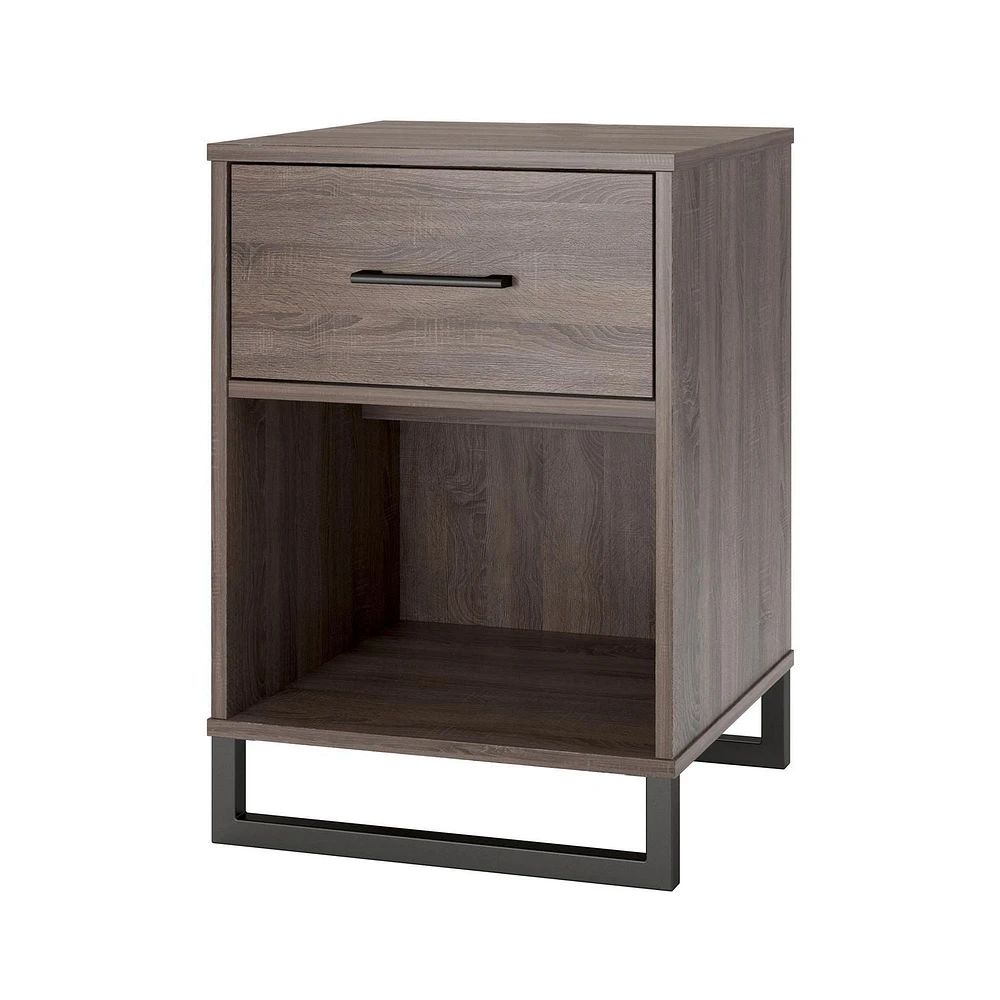 Nightstand with 1 Drawer, Distressed Gray Oak