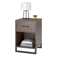 Nightstand with 1 Drawer, Distressed Gray Oak