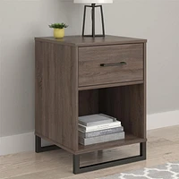 Nightstand with 1 Drawer, Distressed Gray Oak