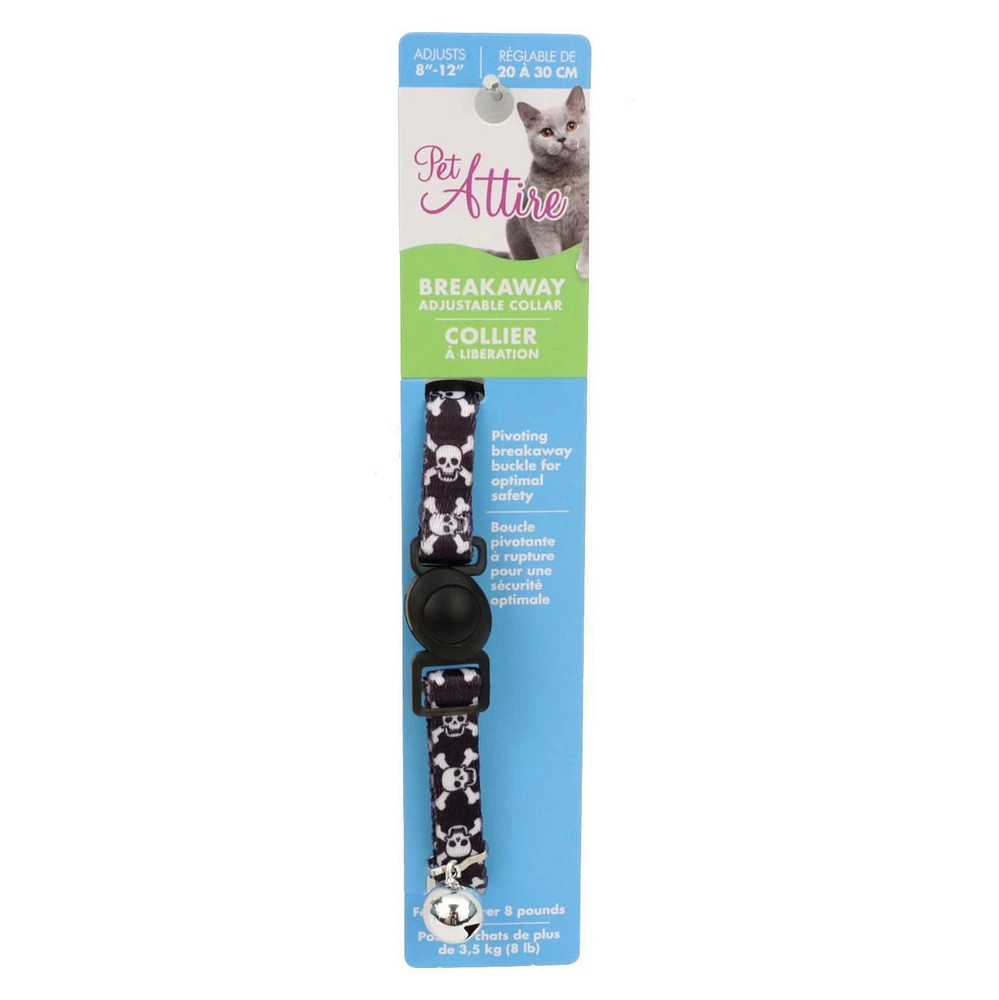 Pet Attire Black Skulls Adjustable Safety Beakaway Cat Collar