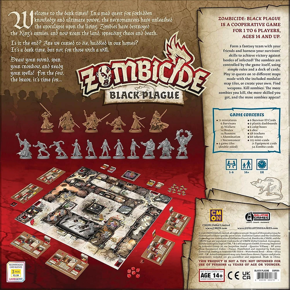 Zombicide Black Plague - English Version - Strategy Board Game - Cooperative Game for Teens and Adults - Zombie Board Game - Ages 14+ - 1-6 Players - Average Playtime of 60 Minutes - Made by CMON