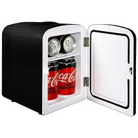 Coca-Cola Portable Thermoelectric Mini Fridge Cooler/Warmer, 6-Can Capacity, 4L/4.2 qt, 12V DC/110V AC for Home, Dorm, Car, Boat, Skincare, Beverages, Snacks, Medication