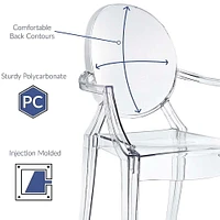 Heavenly Collection Clear Plastic Arm Chair