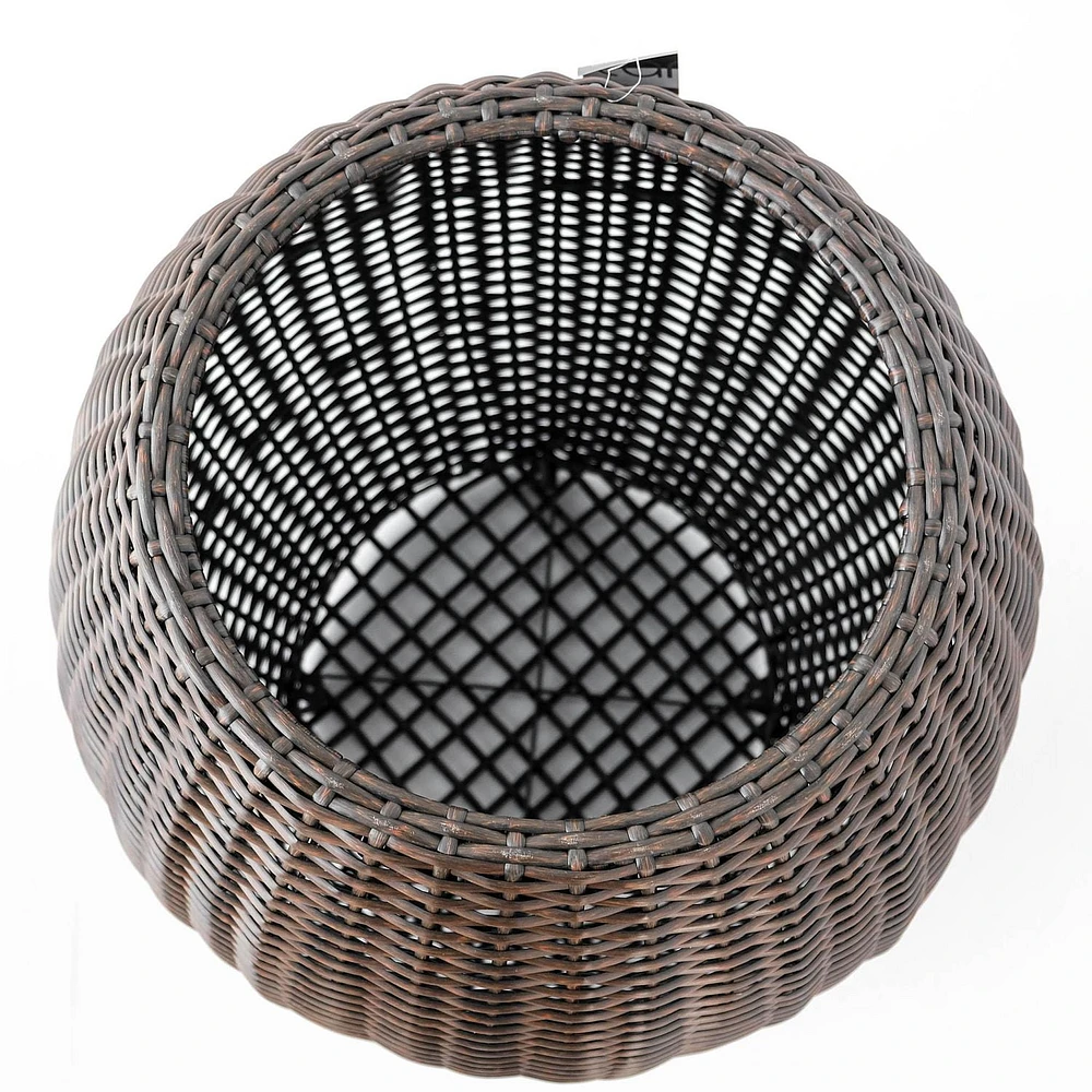 Rolland Large Rattan Planter Dark Brown, 21.3"