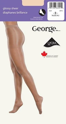 Bas-culotte diaphane lustré George pour femmes Tailles A-C