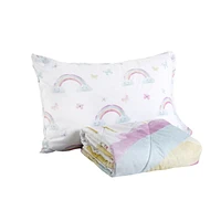 2-Piece Toddler Bedding Set including Comforter and Pillowcase, Rainbow