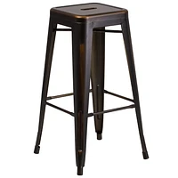 30'' High Backless Distressed Copper Metal Indoor-Outdoor Barstool