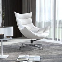 Melrose White Leather Swivel Cocoon Chair