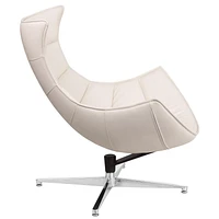 Melrose White Leather Swivel Cocoon Chair