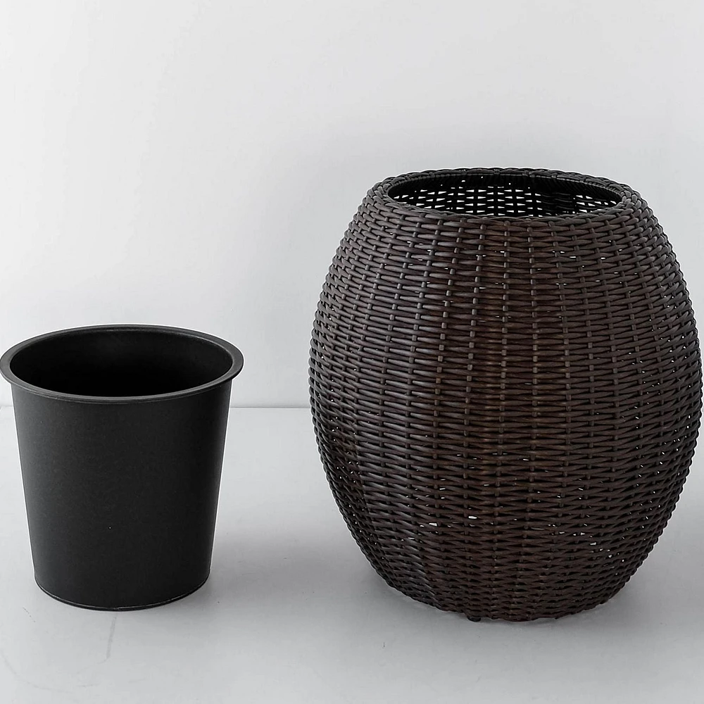 Rolland Large Rattan Planter Dark Brown, 21.3"