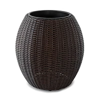 Rolland Large Rattan Planter Dark Brown, 21.3"