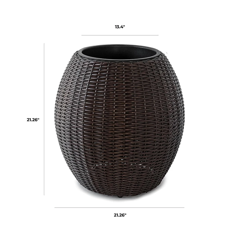 Rolland Large Rattan Planter Dark Brown, 21.3"