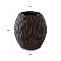 Rolland Large Rattan Planter Dark Brown, 21.3"