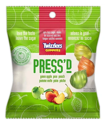 TWIZZLERS Gummies PRESS'D Green Apple, Pear, Peach