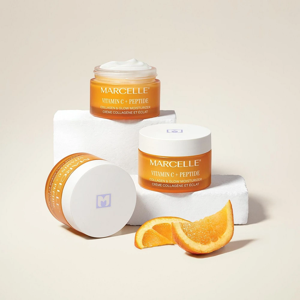 Marcelle Vitamin C + Peptide Collagen & Glow Day & Night Moisturizer, Brightening & Smoothing, 50 mL